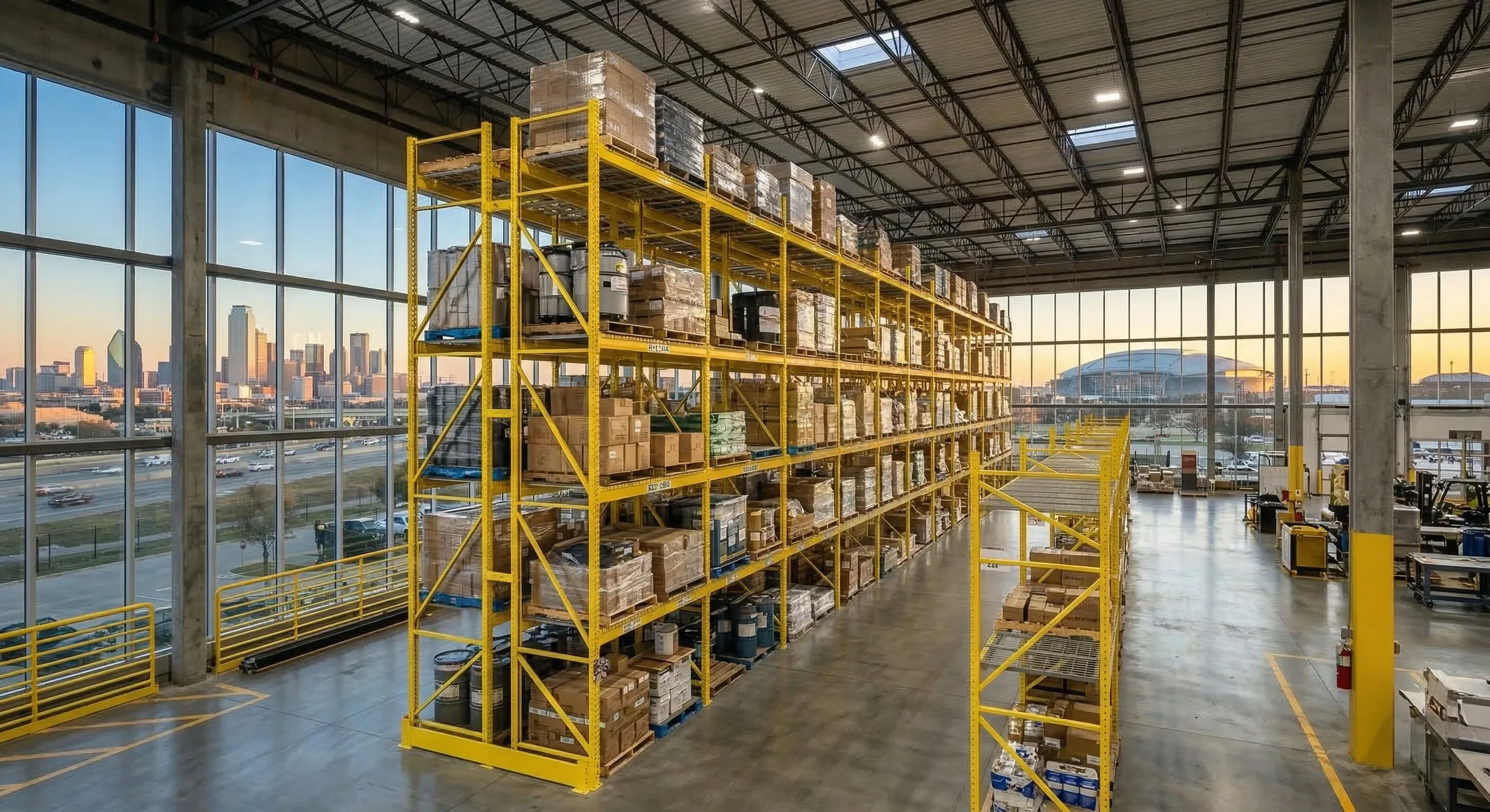 Pallet racking system in a Dallas-Fort Worth warehouse facility