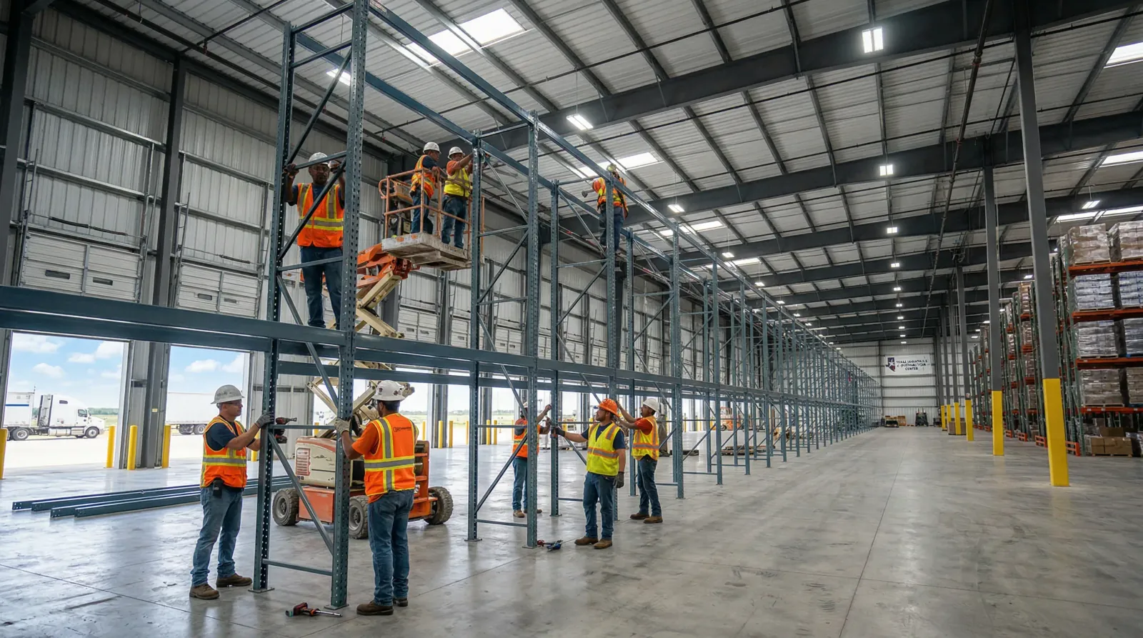 New and used pallet racking installation in a DFW warehouse
